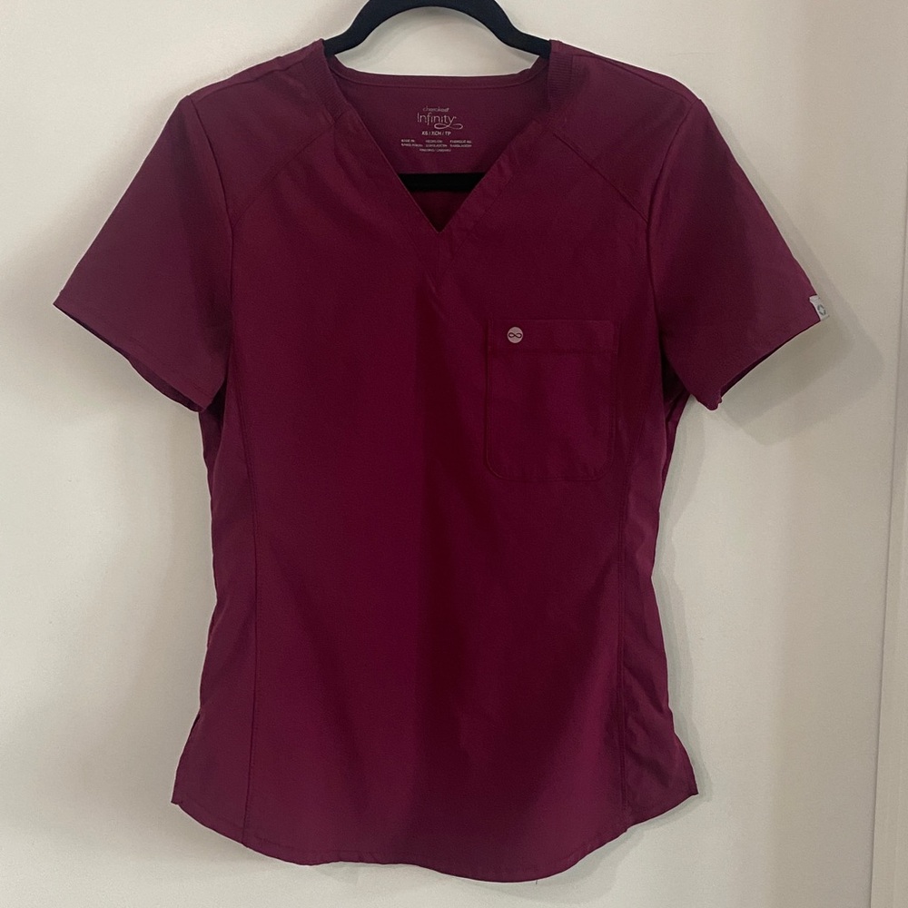Women's V-Neck Short Sleeve Scrub - Burgundy